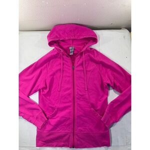 Champion Womens Full Zip Hoodie Sweatshirt Pink Cotton Blend L G Activewear